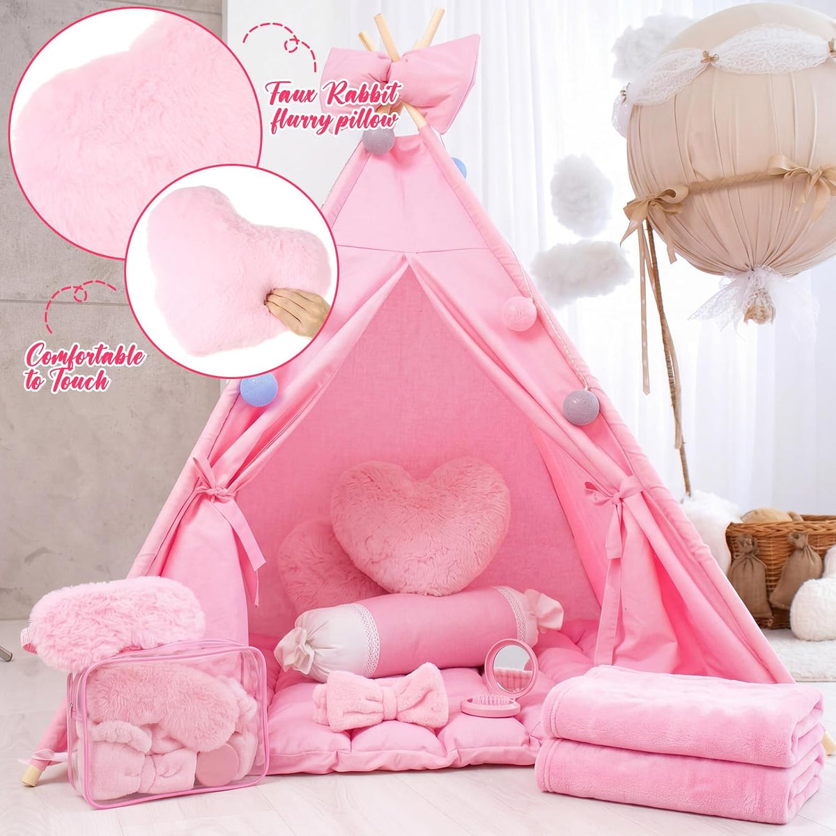 64 Pcs Spa Sleepover Party Supply with Fleece Blanket, Pink