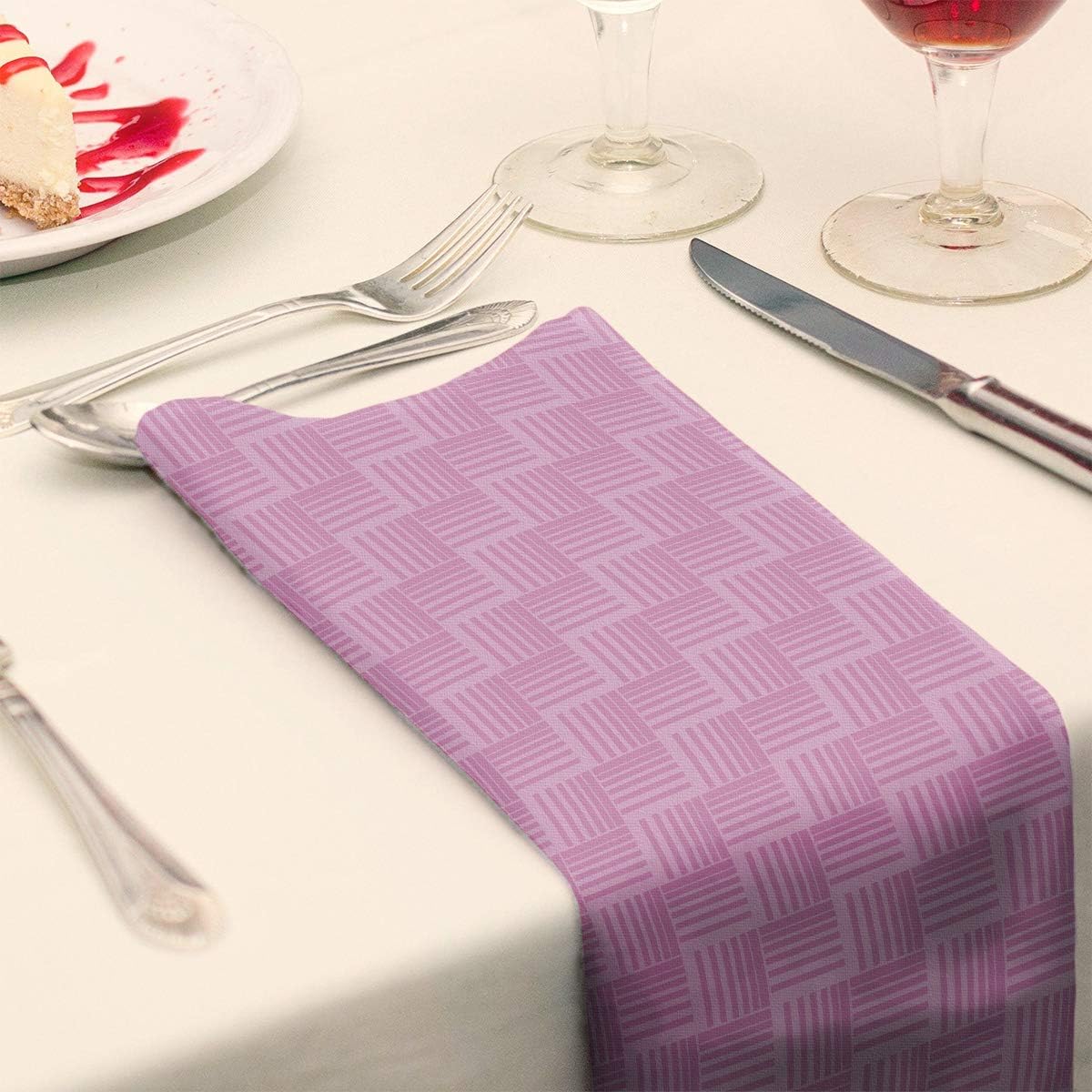Dana Strider Monochrome Basketweave Stripes Dinner Napkin, 10 x 10, Pink