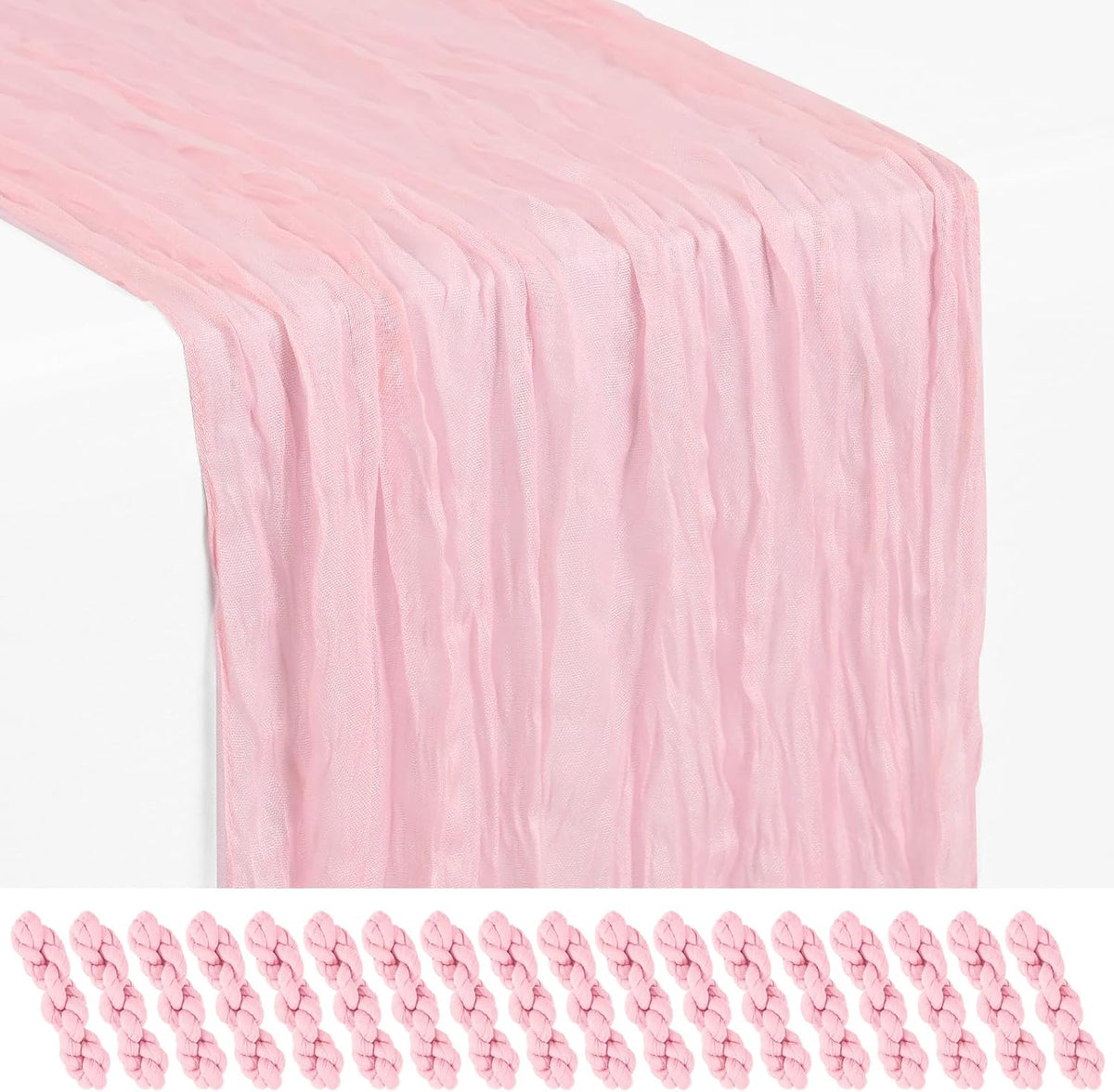 18 Pack Light Pink Cheesecloth Table Runner 17x108 Inches Boho Home Decor