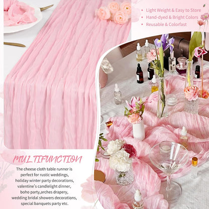 18 Pack Light Pink Cheesecloth Table Runner 17x108 Inches Boho Home Decor