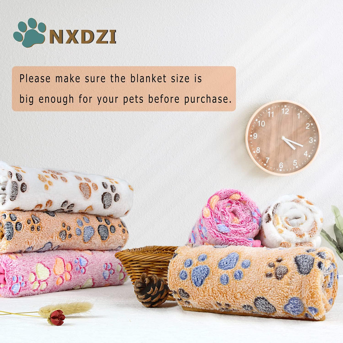 Dog Blankets for Medium Large Dogs, 3 Pack Dog Blanket Washable 41" x 31", Fuzzy Soft Pet Mat Throw Cover for Kennel Crate Bed, Cute Paw Pattern, Cat Blanket, Blankets for Dogs, Pet Blanket