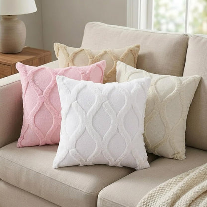 Fall Faux Fur Light Pink Throw Pillow Covers 18x18 Set of 2