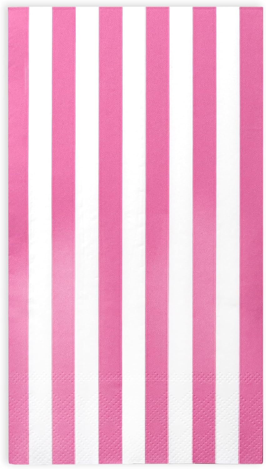 Gift Boutique 100 Hot Pink and White Stripe Guest Napkins Disposable Paper Hand Towels for Bathroom Wedding Baby Shower Holiday Party Decor