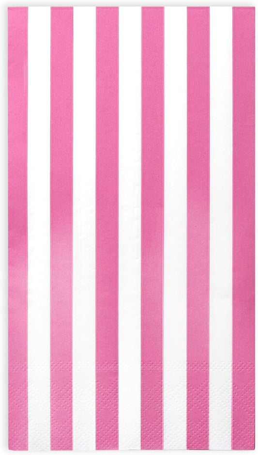 Gift Boutique 100 Hot Pink and White Stripe Guest Napkins Disposable Paper Hand Towels for Bathroom Wedding Baby Shower Holiday Party Decor