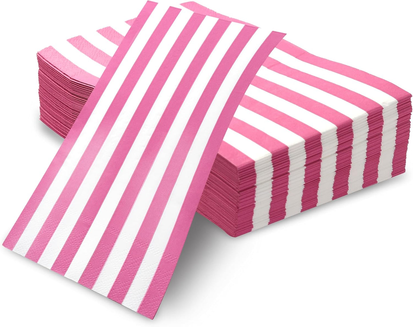 Gift Boutique 100 Hot Pink and White Stripe Guest Napkins Disposable Paper Hand Towels for Bathroom Wedding Baby Shower Holiday Party Decor