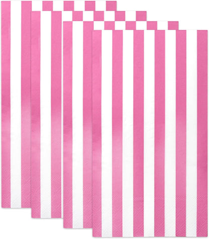 Gift Boutique 100 Hot Pink and White Stripe Guest Napkins Disposable Paper Hand Towels for Bathroom Wedding Baby Shower Holiday Party Decor