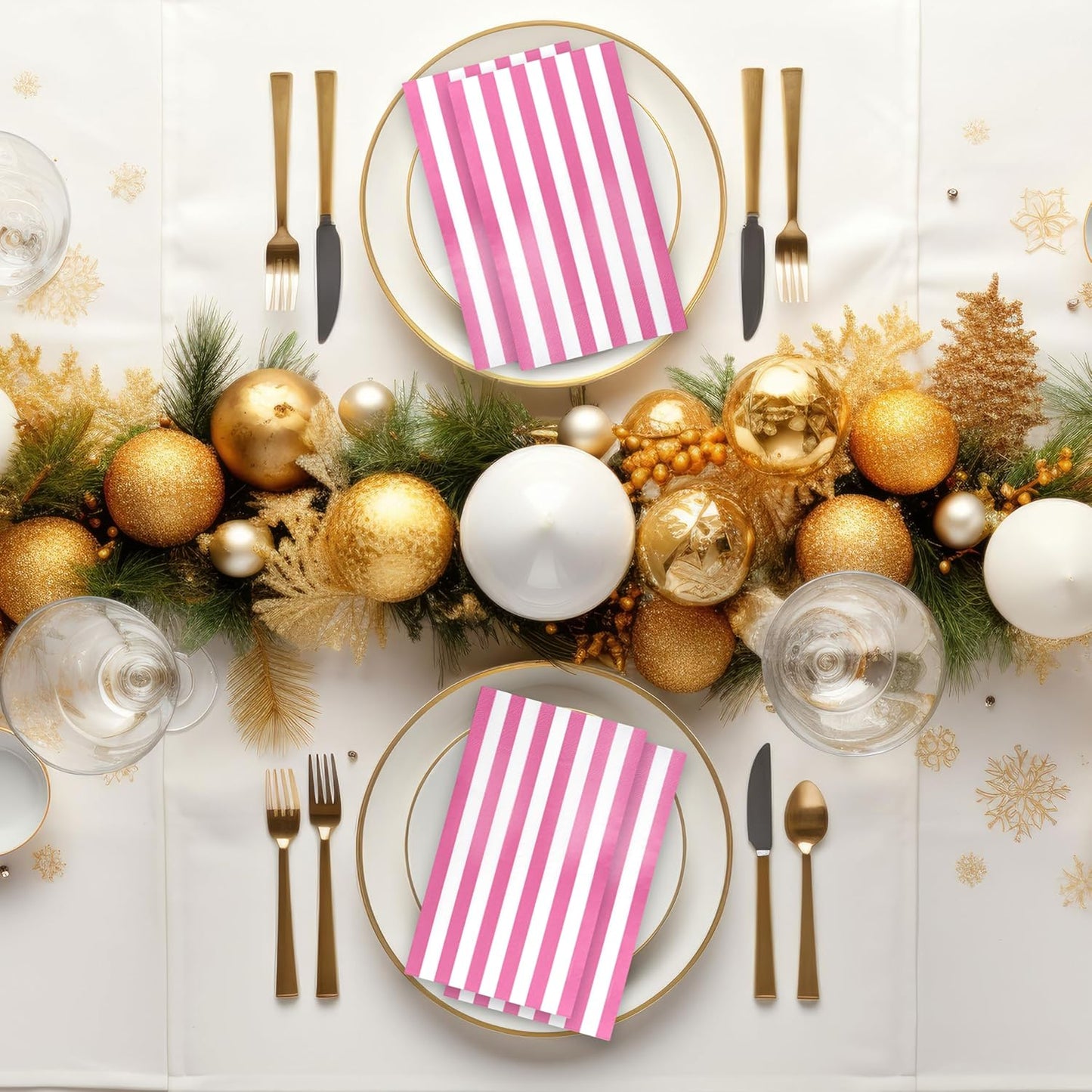 Gift Boutique 100 Hot Pink and White Stripe Guest Napkins Disposable Paper Hand Towels for Bathroom Wedding Baby Shower Holiday Party Decor