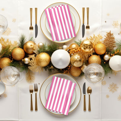 Gift Boutique 100 Hot Pink and White Stripe Guest Napkins Disposable Paper Hand Towels for Bathroom Wedding Baby Shower Holiday Party Decor