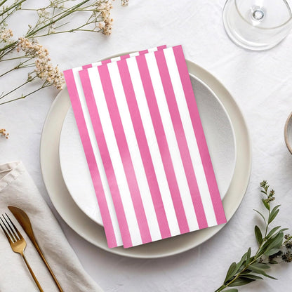 Gift Boutique 100 Hot Pink and White Stripe Guest Napkins Disposable Paper Hand Towels for Bathroom Wedding Baby Shower Holiday Party Decor