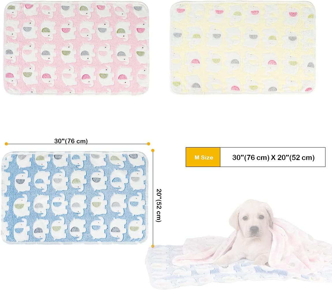 1 Pack 3 Dog Blankets, Soft Fluffy Fleece Pet Blanket Warm Sleep Mat Paw Print Design Puppy Kitten Throw Blanket Doggy Mat, Blanket for Dogs