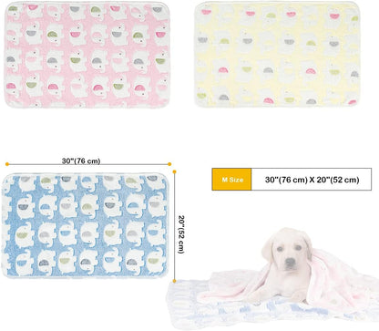 1 Pack 3 Dog Blankets, Soft Fluffy Fleece Pet Blanket Warm Sleep Mat Paw Print Design Puppy Kitten Throw Blanket Doggy Mat, Blanket for Dogs