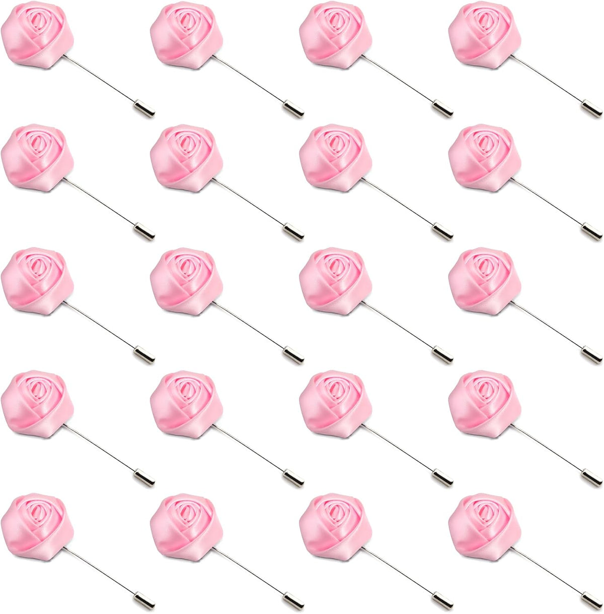 20Pcs Rose Boutonniere Lapel Pin for Men Pink Flower Lapel Pin for Men Suits Handmade Rose Corsage Satin Flower Outfit Accessories Groom Groomsman Wedding Brooch Rose Lapel Pin for Husband Brother