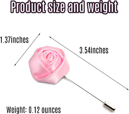 20Pcs Rose Boutonniere Lapel Pin for Men Pink Flower Lapel Pin for Men Suits Handmade Rose Corsage Satin Flower Outfit Accessories Groom Groomsman Wedding Brooch Rose Lapel Pin for Husband Brother