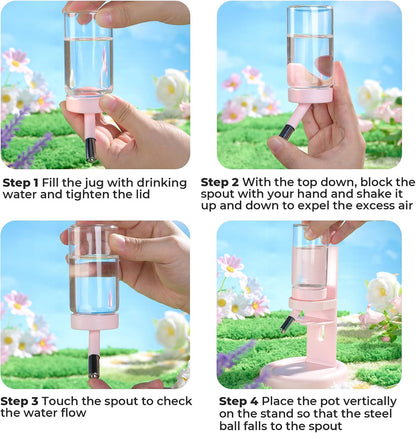 Guinea Pig Water Bottle No Drip – 4 oz Hamster Water Bottle for Glass Tank with Adjustable Stand, Leak Proof Small Animal Water Dispenser for Cage for Gerbil Chinchilla Ferret Squirrel Hedgehog