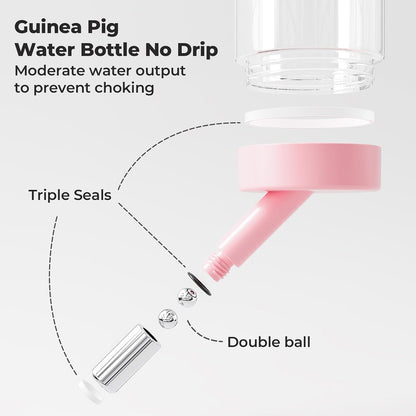 Guinea Pig Water Bottle No Drip – 4 oz Hamster Water Bottle for Glass Tank with Adjustable Stand, Leak Proof Small Animal Water Dispenser for Cage for Gerbil Chinchilla Ferret Squirrel Hedgehog