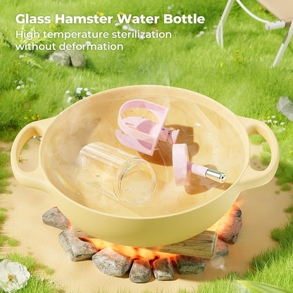 Guinea Pig Water Bottle No Drip – 4 oz Hamster Water Bottle for Glass Tank with Adjustable Stand, Leak Proof Small Animal Water Dispenser for Cage for Gerbil Chinchilla Ferret Squirrel Hedgehog