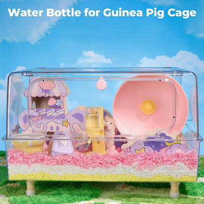 Guinea Pig Water Bottle No Drip – 4 oz Hamster Water Bottle for Glass Tank with Adjustable Stand, Leak Proof Small Animal Water Dispenser for Cage for Gerbil Chinchilla Ferret Squirrel Hedgehog