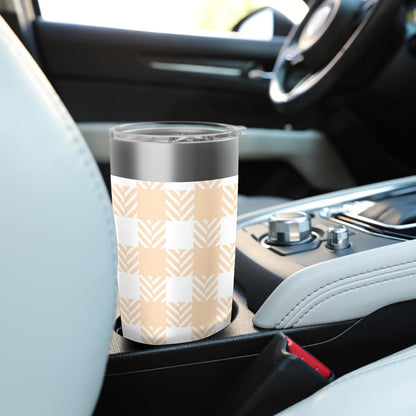 Light Peach and White Gingham Country Check Pattern Stainless Steel Insulated Tumbler