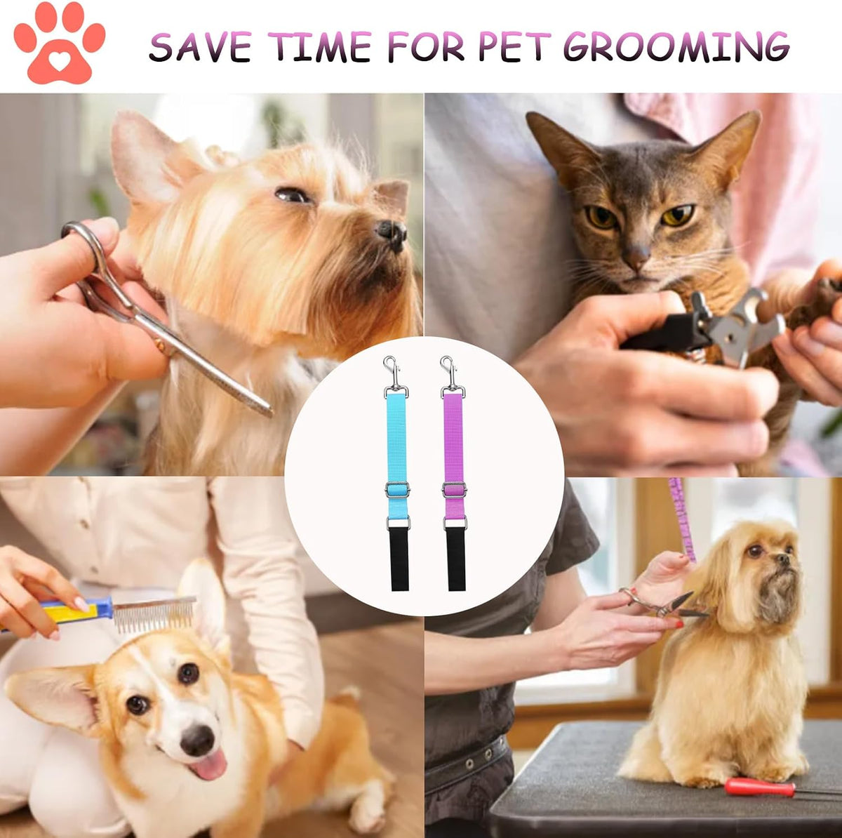 Pet Dog Grooming Arm Accessories, 2 Pcs Stable Grooming Arm Extender,Extension Strap Groomers Helper Grooming Loop,Dog Grooming Leash Extension for Dog Bathing Grooming Trimming…