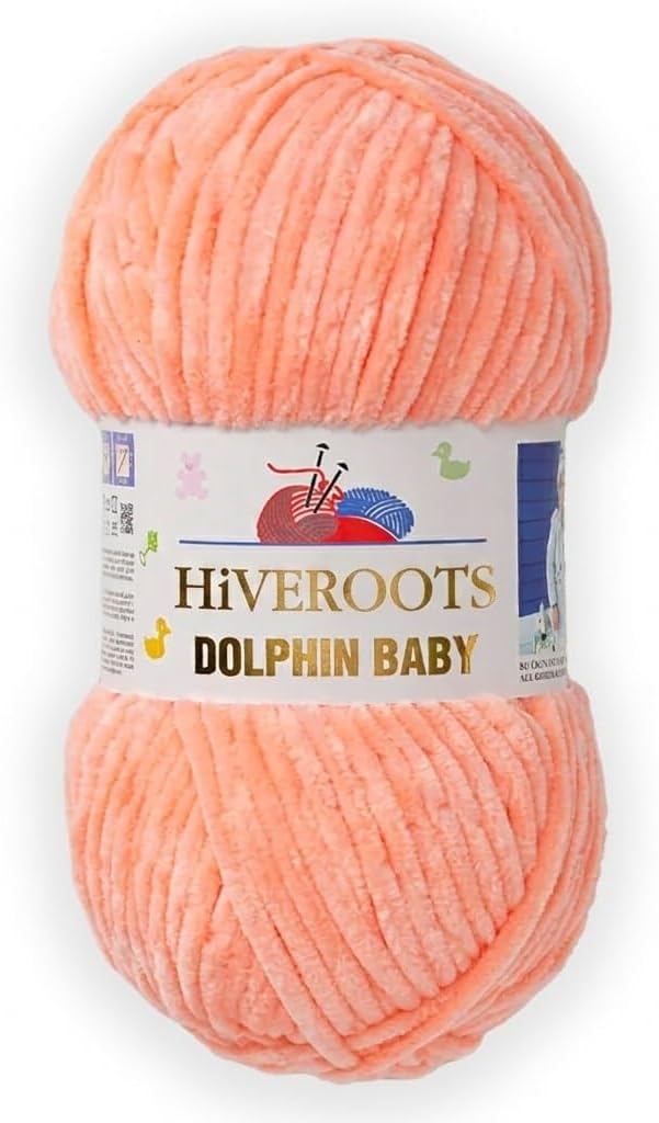 1 Skein/Pack Himalaya Dolphin Baby Chenille Yarn, Each Ball 100 gr (3.5 oz), 120 m (132 Yards), 100% Polyester, Super Bulky Baby Blanket Velvet Amigurumi Yarn, 80323 - Salmon