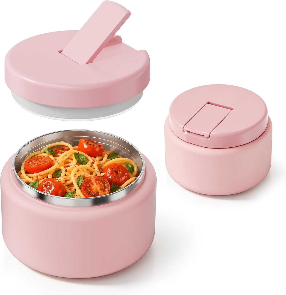 13.5oz Soup Thermo for Hot Food Kids with Buckle Lid Insulated Vacuum Food Jar Wide Mouth Leakproof Stainless Steel Lunch Container- Pink