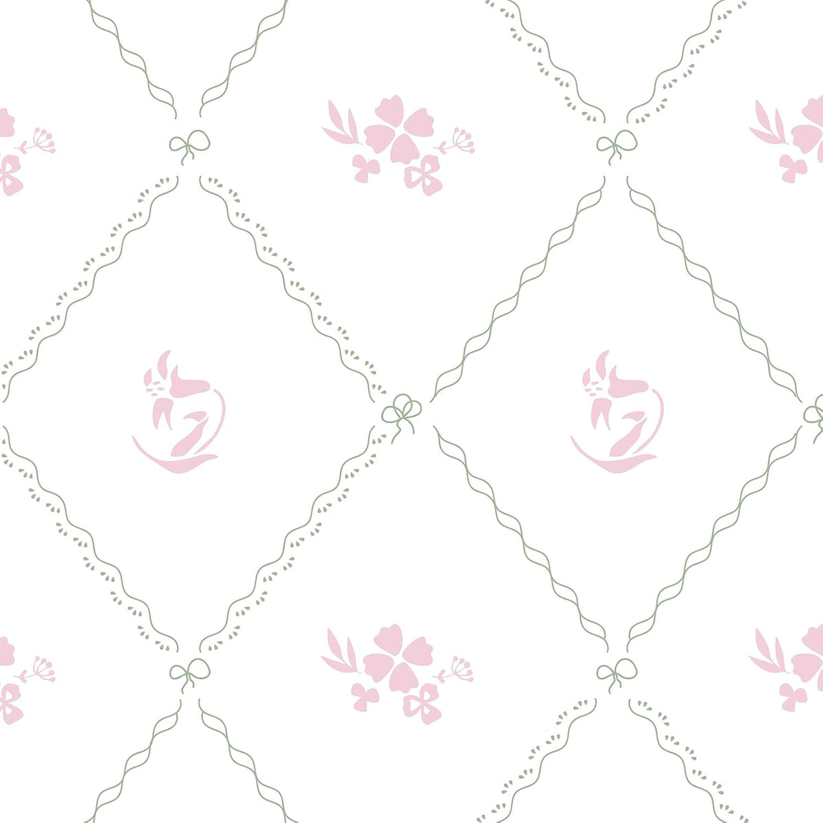 Modern Peel and Stick Wallpaper Stripe Floral Wallpaper 17.3" x 78.7" Pink White Flower Bow Contact Paper Self Adhesive Removable Wall Paper Vinyl for Bedroom Bathroom Cabinets Wall Decor
