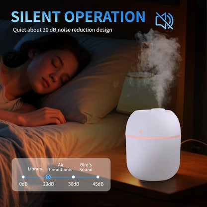 Portable Mini Humidifier Small Cool Mist Humidifier Personal Desktop USB Powered Super Quiet for Travel Car,Office,Baby Bedroom, Night Light, 2 Mist Modes, Auto Shut-off (pink)