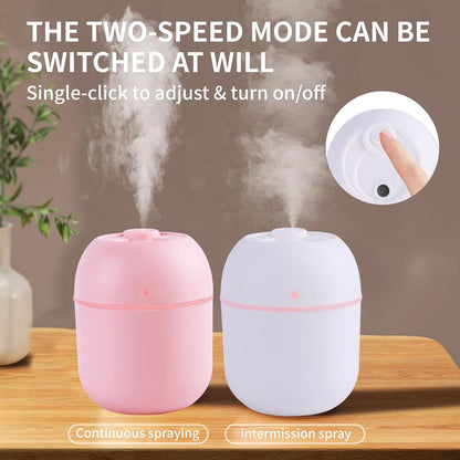 Portable Mini Humidifier Small Cool Mist Humidifier Personal Desktop USB Powered Super Quiet for Travel Car,Office,Baby Bedroom, Night Light, 2 Mist Modes, Auto Shut-off (pink)