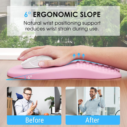 Ergonomic Mouse Pad with Wrist Support, 11.8 x 7.8 in, Pale Pink