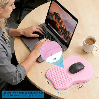 Ergonomic Mouse Pad with Wrist Support, 11.8 x 7.8 in, Pale Pink