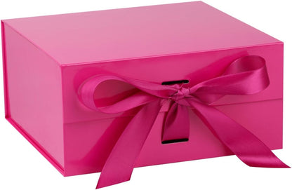 Bright Pink Gift Box,6x6x3 Inches Gift Boxes with Lids for Presents with Magnetic Closure and Ribbon for Wedding,Storage,Birthday