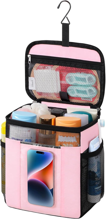 Mesh Shower Caddy, Hanging Bathroom Organizer with PVC Phone Bag