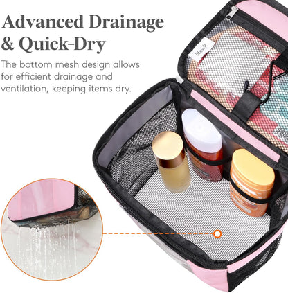 Mesh Shower Caddy, Hanging Bathroom Organizer with PVC Phone Bag