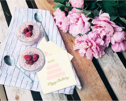 50 Pack Happy Birthday Cocktail Napkins for Women with Gold Foil Accents (Light Pink, 5 x 5 In)