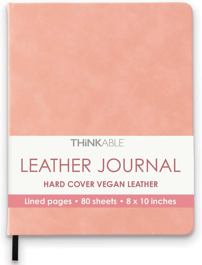 Pink Journal Notebook, A4 Lined Vegan Leather Hard Cover Journal for Writing, 8.25x10.25 inches, Pretty Notebook For Work, Pastel Notebook for Office