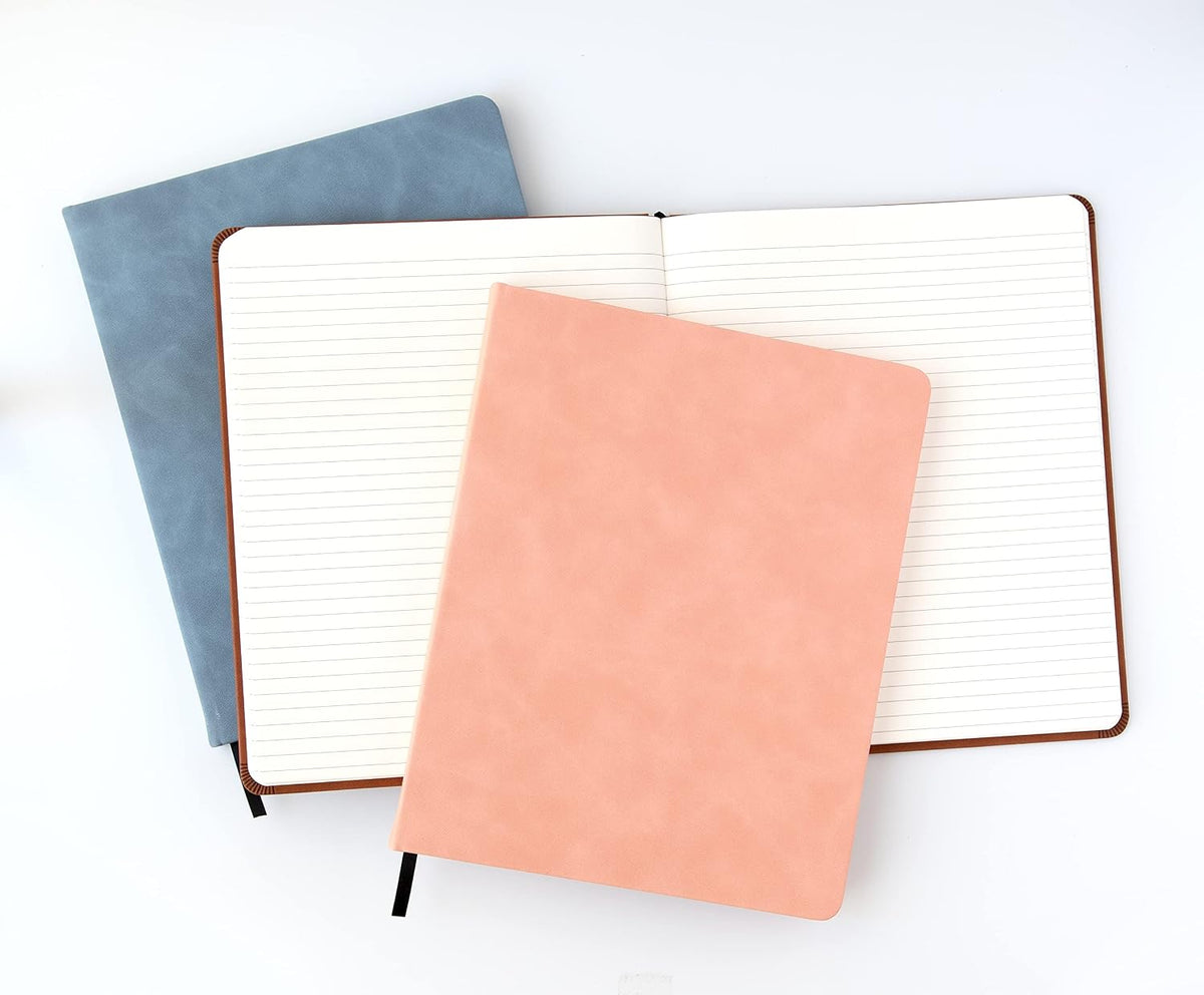 Pink Journal Notebook, A4 Lined Vegan Leather Hard Cover Journal for Writing, 8.25x10.25 inches, Pretty Notebook For Work, Pastel Notebook for Office