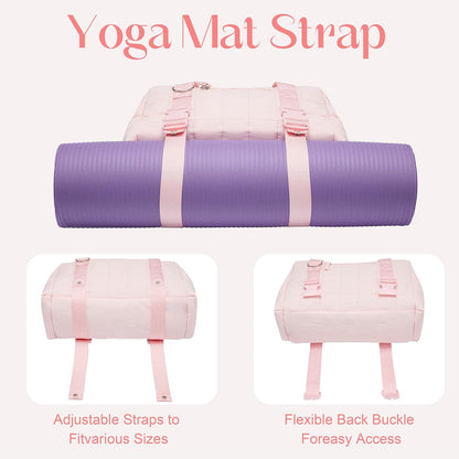 Small Gym Bag for Women, Puffy Sports Duffel Bag with Yoga Mat Holder