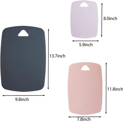 Cutting Boards for Kitchen,Plastic Cutting Board Set of 3, Thick Chopping Boards for Meat, Veggies, Fruits, with Easy Grip Handle,Dishwasher Safe (Pink, 3Pcs)