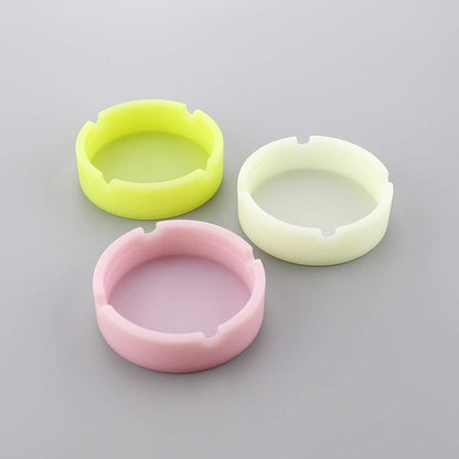 Luminous Silicone Gel Ashtray Light Circular Ashtray Smoke Convenient Cigarette Case Drop Creative Ashtrays