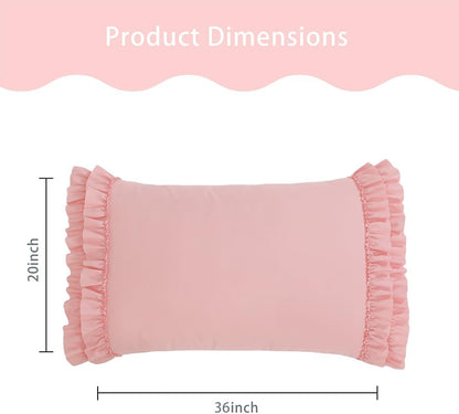 Light Pink Ruffle Pillow Case King Size Set of 2, 20"x36", Microfiber