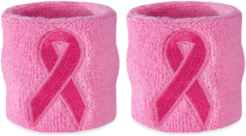 Pink Ribbon Wristbands - Bulk Breast Cancer Awareness Sweatbands