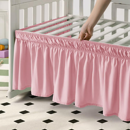 2 Piece Crib Bed Skirt Fitted Sheet,Light Pink,Girl,Baby,Toddler
