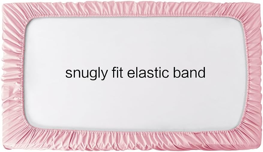 2 Piece Crib Bed Skirt Fitted Sheet,Light Pink,Girl,Baby,Toddler
