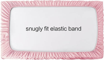 2 Piece Crib Bed Skirt Fitted Sheet,Light Pink,Girl,Baby,Toddler