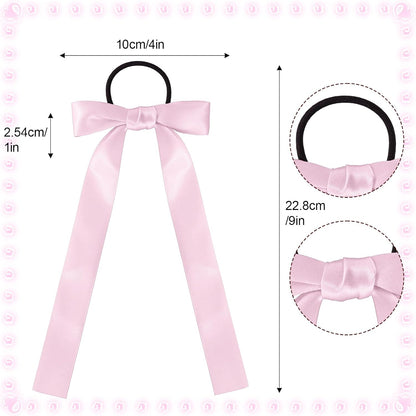 30 Pcs Pink Cheer Bows Bulk, Long Hair Bows for Girls and Women - Bow Hair Ties & Cheer Bows for Cheerleading, Daily Wear & School Outfits