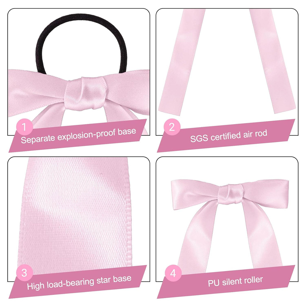 30 Pcs Pink Cheer Bows Bulk, Long Hair Bows for Girls and Women - Bow Hair Ties & Cheer Bows for Cheerleading, Daily Wear & School Outfits
