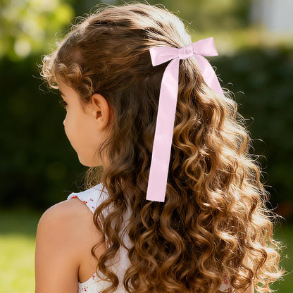 30 Pcs Pink Cheer Bows Bulk, Long Hair Bows for Girls and Women - Bow Hair Ties & Cheer Bows for Cheerleading, Daily Wear & School Outfits