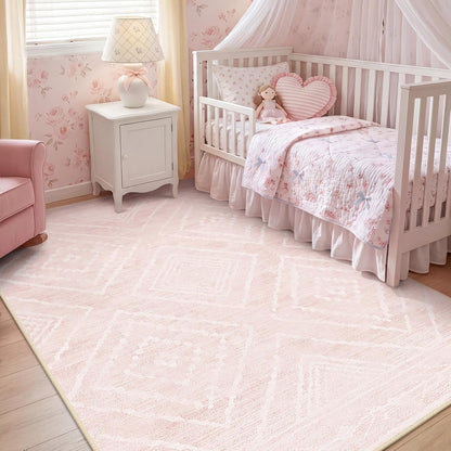 5'x7' Washable Area Rug for Living Room Bedroom Lightpink