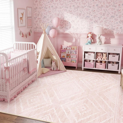 5'x7' Washable Area Rug for Living Room Bedroom Lightpink