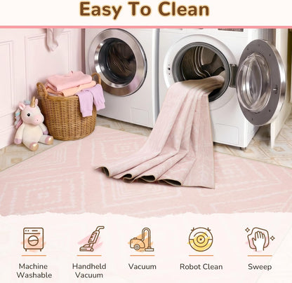 5'x7' Washable Area Rug for Living Room Bedroom Lightpink